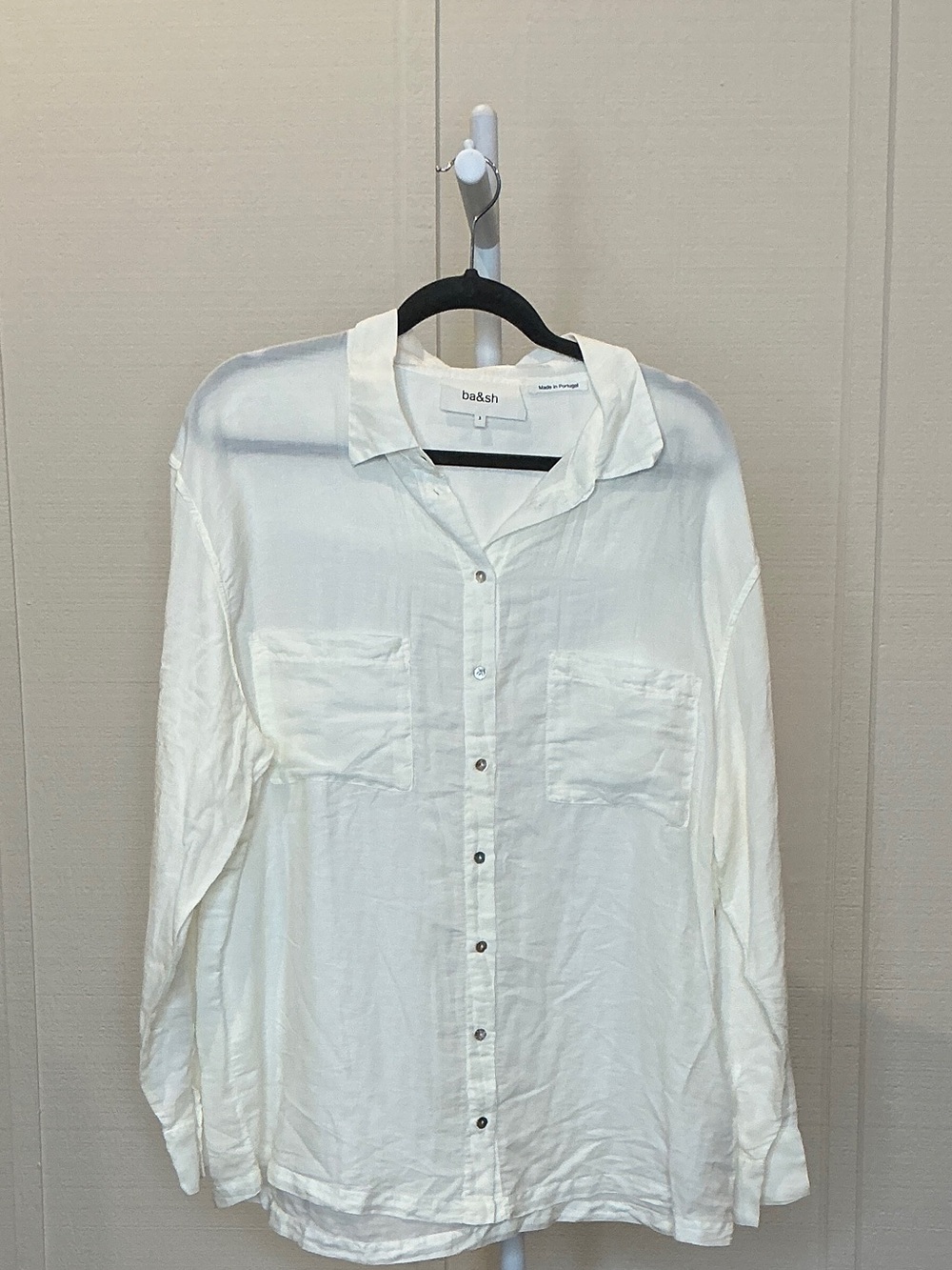 ba&sh Cream Button-Down Casual Shirt